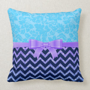 Kleurrijke Glitter Blue Chevron Blue Damasks Kussen