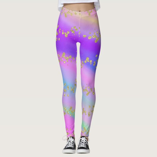 Kleurrijke Glitter Eenhoorn Leggings (Voorkant)