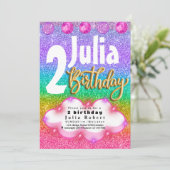 kleurrijke Glitter Eenhoorn Rainbow verjaardagsfee Kaart (Staand voorkant)