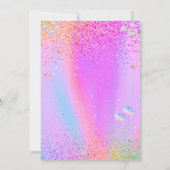 kleurrijke Glitter Eenhoorn Regenboog Vijf verjaar Kaart (Achterkant)