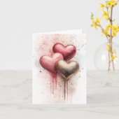 Kleurrijke Glitter Hearts Valentijns's Groet Kaart (Gele Bloem)