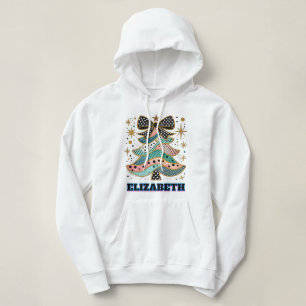 Kleurrijke Glitter Kerstboom Coquette Bow Grappig Hoodie