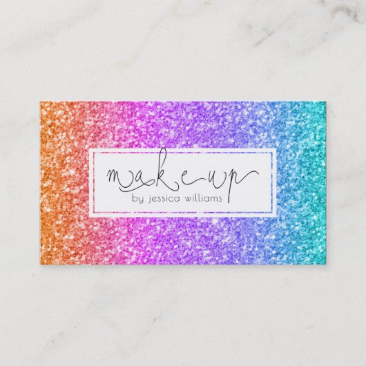 Kleurrijke Glitter Make-up Typografie Ontwerp Visitekaartje (Voorkant)