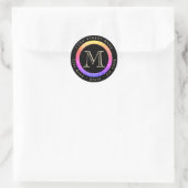 Kleurrijke Glitter Monogram Retouradreslabel Ronde Sticker (Tas)
