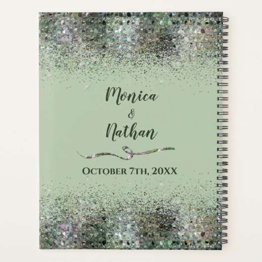 Kleurrijke Glitter Paarse en Sage Wedding Planner (Achterkant)