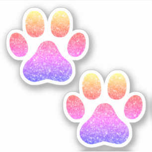 Kleurrijke Glitter Paw Prints Pet Lover Sticker
