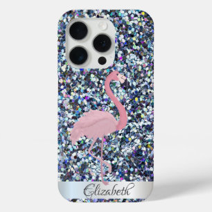 Kleurrijke Glitter Roze Flamingo's iPhone 15 Pro Case