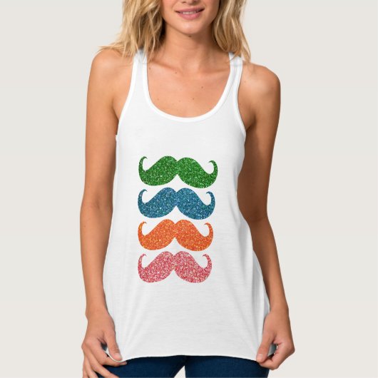 Kleurrijke Glitter Snor #3 Tanktop (Voorkant)