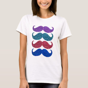 Kleurrijke Glitter Snor #5 T-shirt