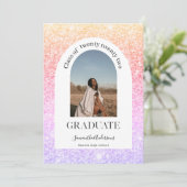 Kleurrijke Glitter Sparkles Arch Foto Afstuderen Kaart (Staand voorkant)