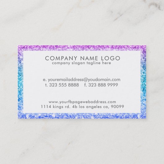 Kleurrijke Glitter & Sparkles Witte Achtergrond Visitekaartje (Achterkant)