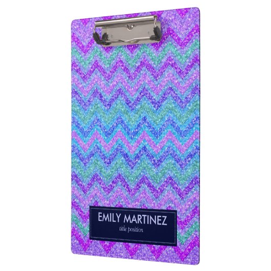 Kleurrijke Glitter & Sparkles Zigzag Chevron Klembord (Links)