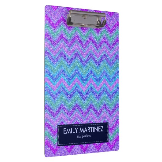 Kleurrijke Glitter & Sparkles Zigzag Chevron Klembord (Rechts)