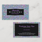 Kleurrijke Glitter & Sparkles Zilveren Accenten 2 Visitekaartje (Voorkant / Achterkant)