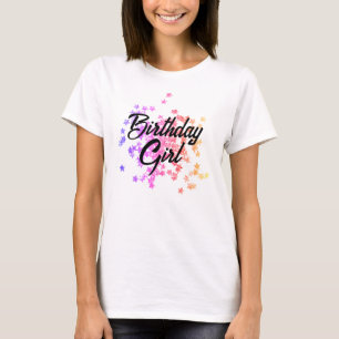 Kleurrijke Glitter Sterren Verjaardag T-shirt