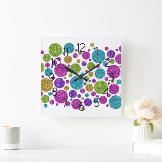 Kleurrijke Glitter Stippen Acryl Wandklok (Huis)