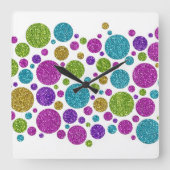 Kleurrijke Glitter Stippen Acryl Wandklok (Voorkant)