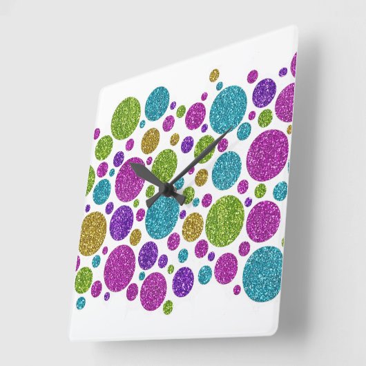 Kleurrijke Glitter Stippen Acryl Wandklok (Hoek)