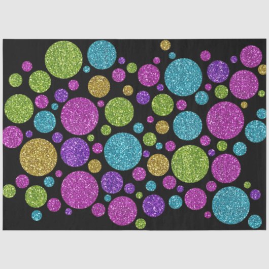 Kleurrijke Glitter Stippen Zwart Tissuepapier (Voorkant)