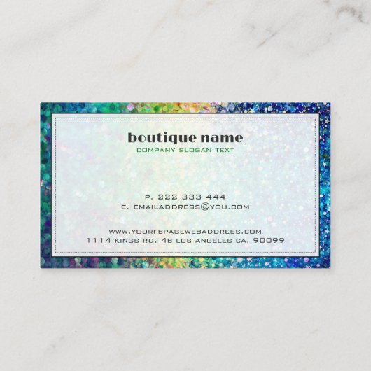 Kleurrijke glitter textuur afbeelding, aangepaste  visitekaartje (Achterkant)