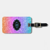 Kleurrijke glitter textuur print zwart accent bagagelabel (Voorkant horizontaal)