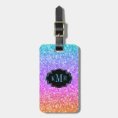 Kleurrijke glitter textuur print zwart accent bagagelabel (Voorkant verticaal)