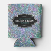 Kleurrijke Glitter textuur Zwart Lijst Accent Blikjeskoeler (Voorkant)