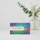 Kleurrijke glitter witte achtergrond visitekaartje (Staand voorkant)