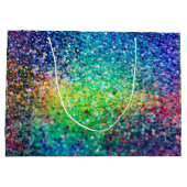 Kleurrijke glitter & witte sparkles textuur afdruk groot cadeauzakje (Achterkant)