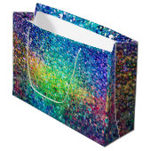 Kleurrijke glitter & witte sparkles textuur afdruk groot cadeauzakje (Voorkant Gekanteld)
