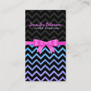 Kleurrijke Glitter Zwart Zigzag Chevron Patroon 2 Visitekaartje