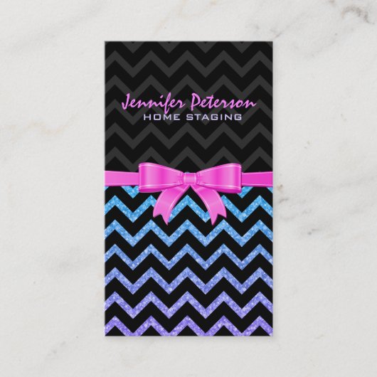 Kleurrijke Glitter Zwart Zigzag Chevron Patroon 2 Visitekaartje (Voorkant)
