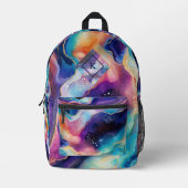Kleurrijke glitterachtige agaat wervelende textuur bedrukte rugzak (Voorkant)