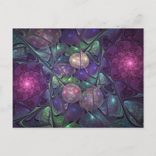 Kleurrijke Glitterende Moderne Abstracte Fractale Briefkaart (Voorkant)