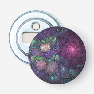 Kleurrijke Glitterende Moderne Abstracte Fractale Button Flesopener