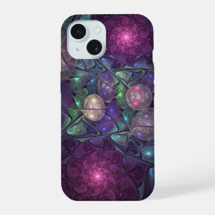 Kleurrijke Glitterende Moderne Abstracte Fractale  iPhone 15 Case