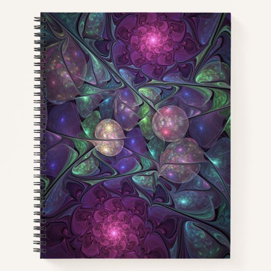 Kleurrijke Glitterende Moderne Abstracte Fractale Notitieboek (Voorkant)