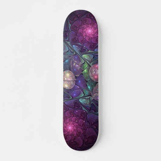 Kleurrijke Glitterende Moderne Abstracte Fractale Persoonlijk Skateboard (Voorkant)