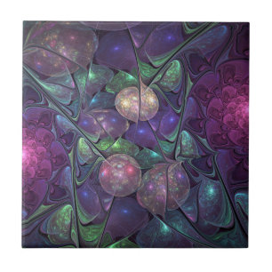 Kleurrijke Glitterende Moderne Abstracte Fractale Tegeltje