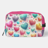 Kleurrijke glitterharten gepersonaliseerd toilettasje (Achterkant)