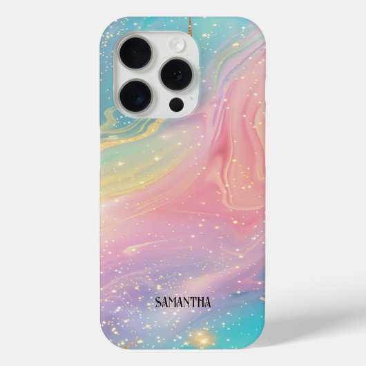 Kleurrijke glitterinkt marmeren textuur monogram Case-Mate iPhone case (Achterkant)