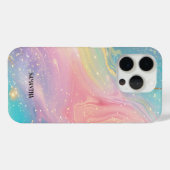 Kleurrijke glitterinkt marmeren textuur monogram Case-Mate iPhone case (Achterkant (horizontaal))