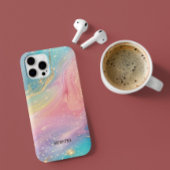 Kleurrijke glitterinkt marmeren textuur monogram Case-Mate iPhone case