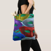 Kleurrijke glittermaskers tote bag (Dichtbij)