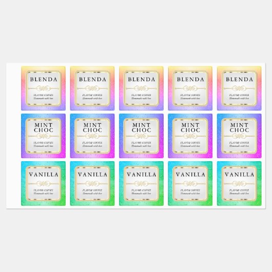 Kleurrijke Glitters en Wit Labels (Vel)