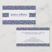 Kleurrijke glitterstrips op wit visitekaartje (Voorkant / Achterkant)