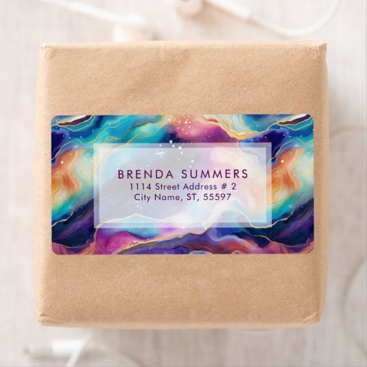 Kleurrijke Glittery Agaat textuur patroon Etiket (Insitu)