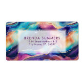 Kleurrijke Glittery Agaat textuur patroon Etiket (Voorkant)