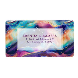 Kleurrijke Glittery Agaat textuur patroon Etiket