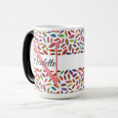Kleurrijke Glittery Feathers Monogram Personaliser Magische Mok (Voorkant links)